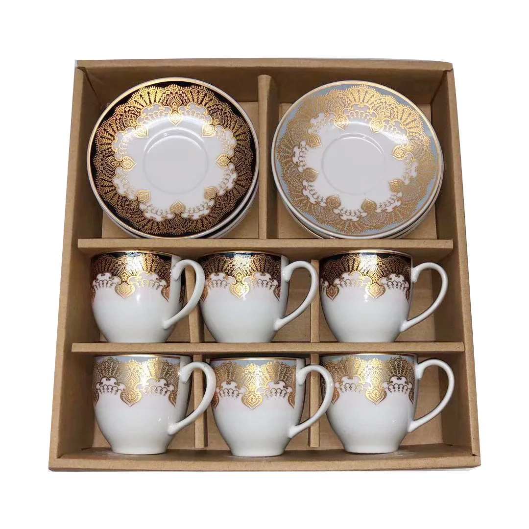 Ethiopian Western style tea coffee cup set ceramic cup and dish tea set turkish tea set