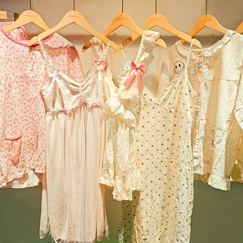 Comfortable 100% cotton used night wear nightgowns wholesale mixed clothes bale sleepwear