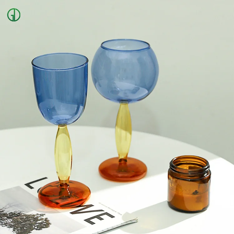 Wholesale Customized Burgundy Colored Wine Goblet Glass White Red Wine Glasses