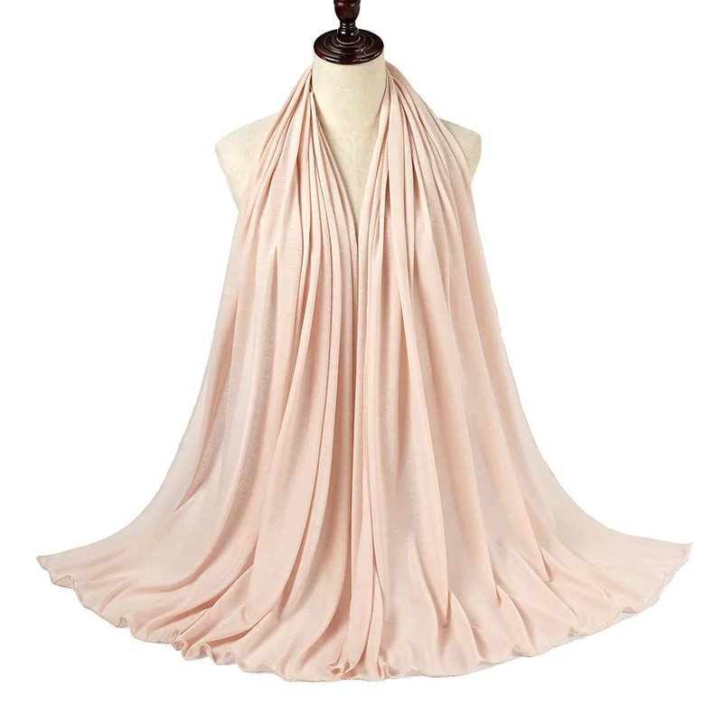 85*180CM Premium Muslim Woman Cotton Jersey Hijab Scarf With Good Stitch Stretchy Shawls Scarf For Women