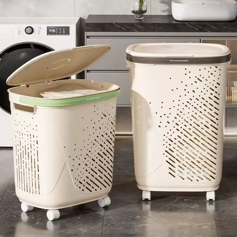2024 New Modern Design Products Large Ventilated Laundry Hamper Plastic Dirty Clothes Basket Multipurpose Storage Baskets