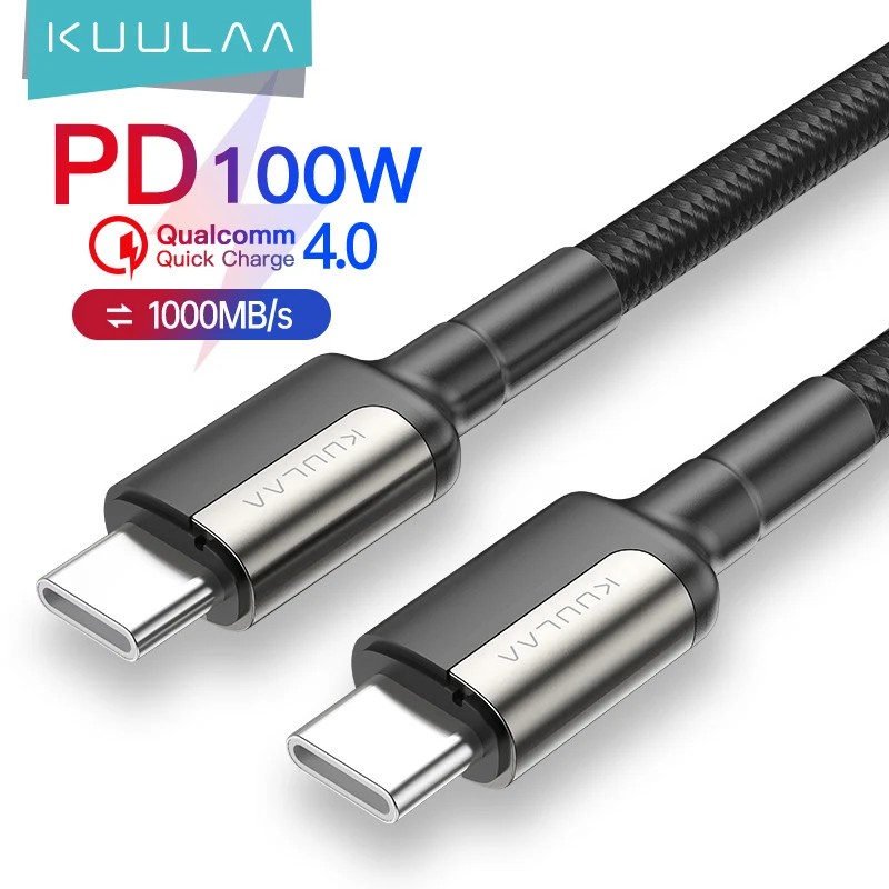 Кабель KUULAA PD 100 Вт Usb 2 0 Тип C на поддержка 4K Аудио Видео высокая скорость передачи для Macbook