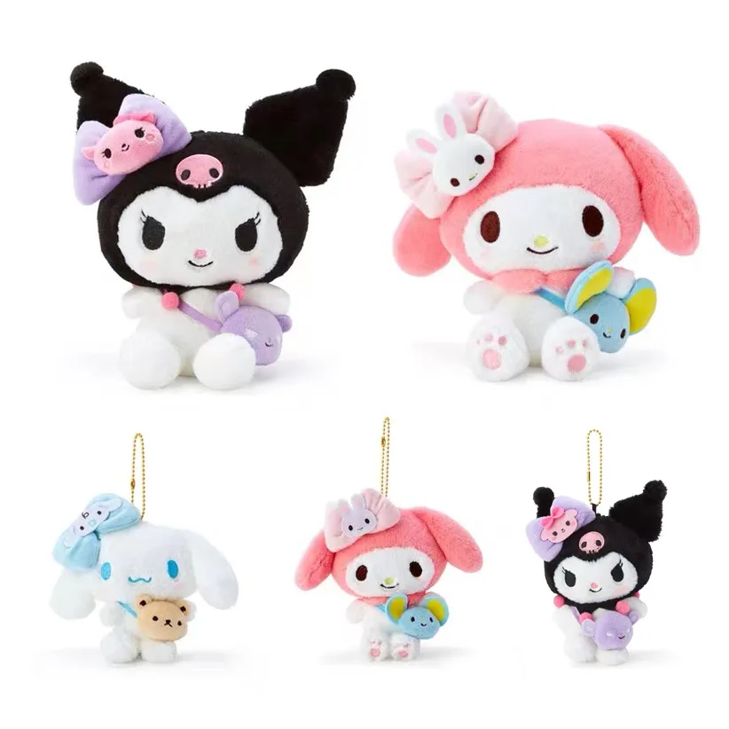 Sanrioed Cinnamoroll My Melody Kuromi Purin Dog Kitty Plush Anime Kawaii Plushie Keychain Jewelry kid Birthday Gifts