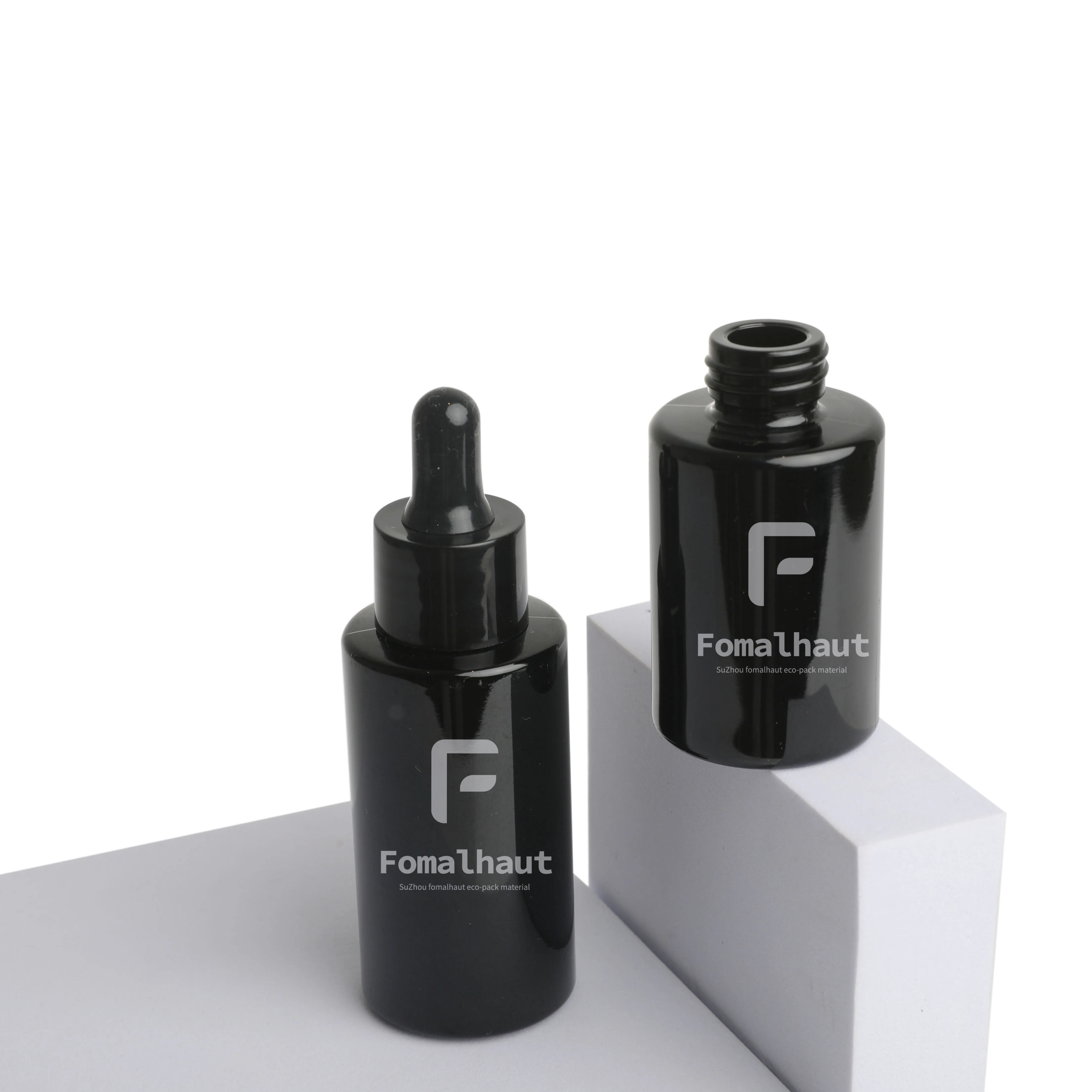 Fomalhaut  most popular best selling empty  30ml 50ml black jade  glass dropper bottle for  essential oil