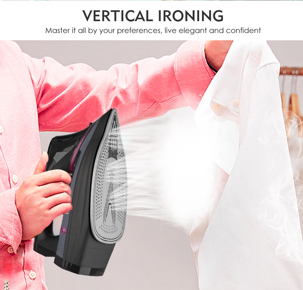 Household Electric Steam Iron with Ceramic Soleplate 2200W LED Pantalla