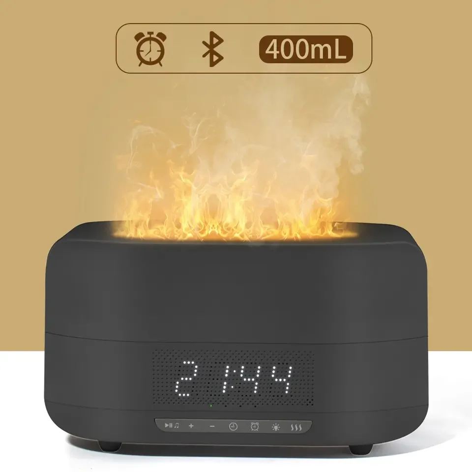 Essential Oil Diffuser, Aroma Diffuser with Bluetooth Speaker Alarm Clock -400ml Cool Mist Humidifier