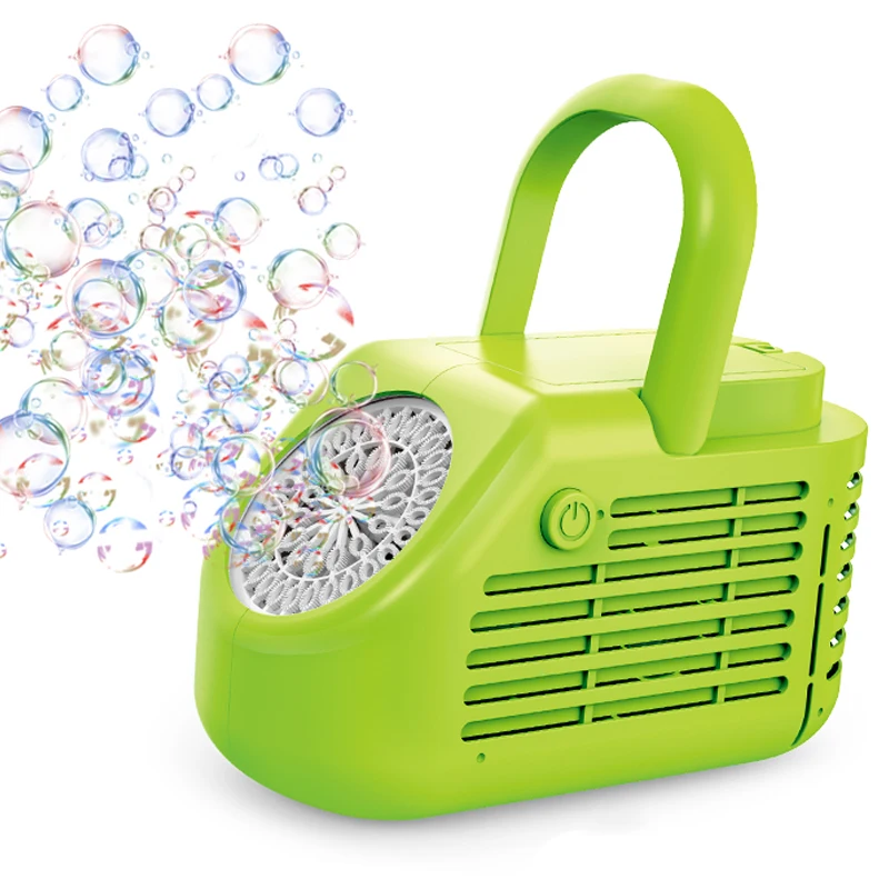 42 Holes Plastic Bubble Maker Toy Indoor Electric Stage Smoke Led Performance Green Bubble Gun Machine Set For Children Party
