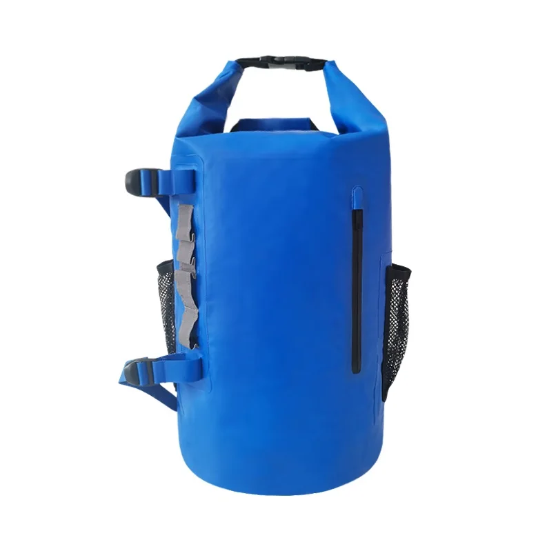 customized sizes waterproof backpack with roll-top closure zipper pocket a reflective strip