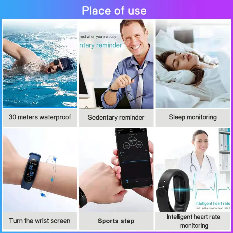 
M3 Smart Watch 2019 Original Factory Waterproof Cuff Bracelet Wear Os Sports bt Wristband Logo Android m3 smart band 