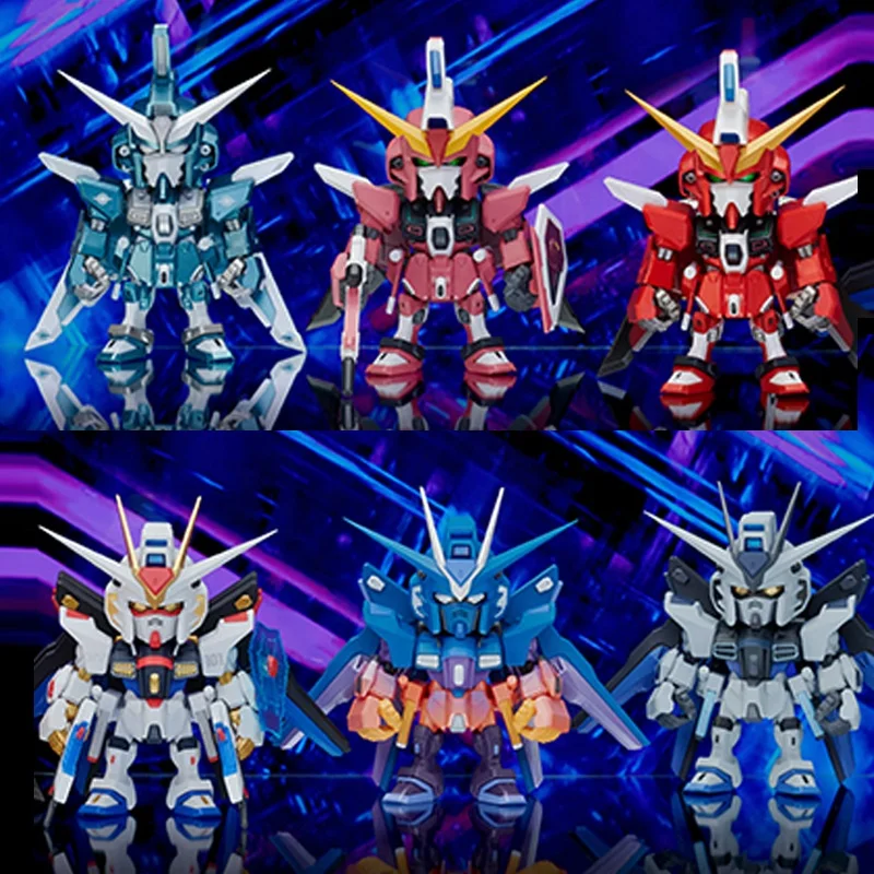 Hot sale product cute collection ornaments Q-style aircraft anime mystery box SD gundams Free and justice series play blind boxe