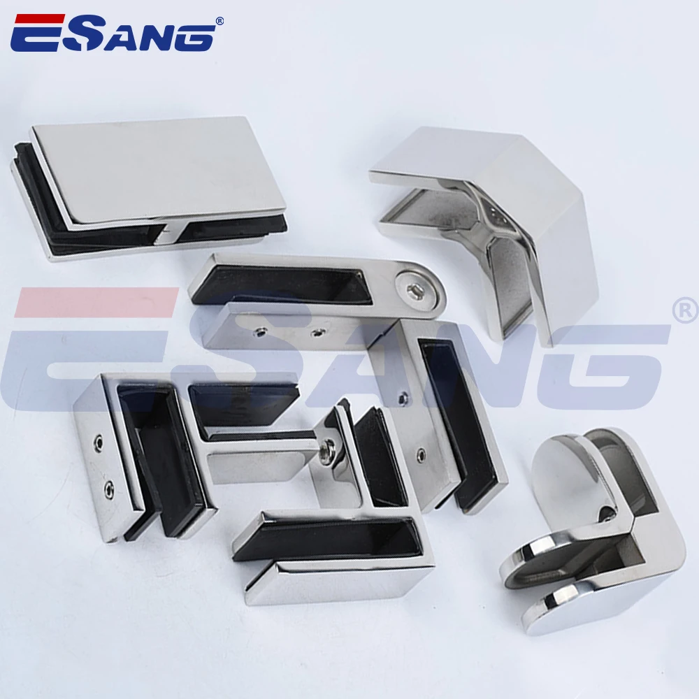 ESANG Pool Fence Glass Fittings 304 316 2205 Stainless Steel Glass Bracket 90 180 degree Railing Glass Clamp