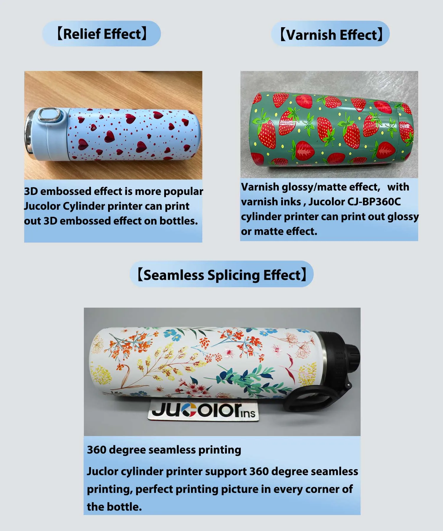 Jucolor Digital Bottle 360 Degrees Printing Machine for Tumbler Glass Can Flask