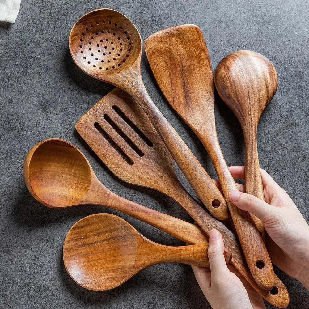 MONAZONE Wooden Spatula Spoon Utensils Kitchen Cookware Sets Eco-Friendly Reusable Kitchen Accessories