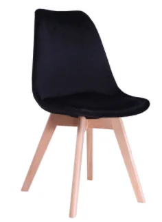 Стильные серые обеденные стулья с основанием из массива дуба