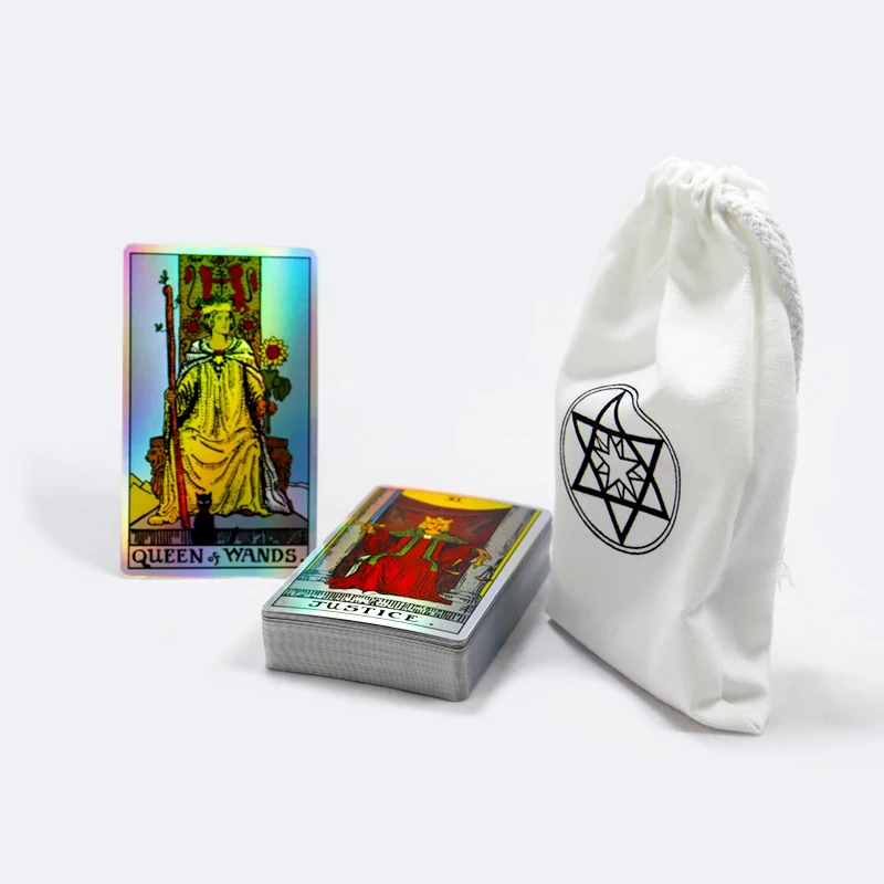 Factory custom printed high quality silver holographic tarot cards printing classical rider tarot card with guidebook