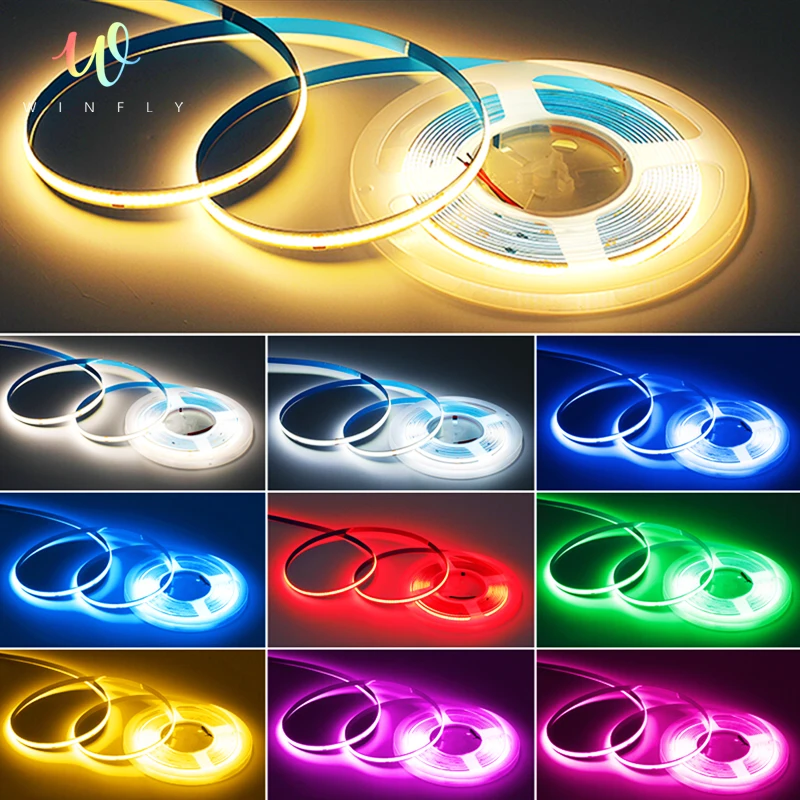 OEM Factory LED Strip DC24V 320 LEDs 24V 8mm 10W COB LED Smart Strip Lights with 3 Years Warranty