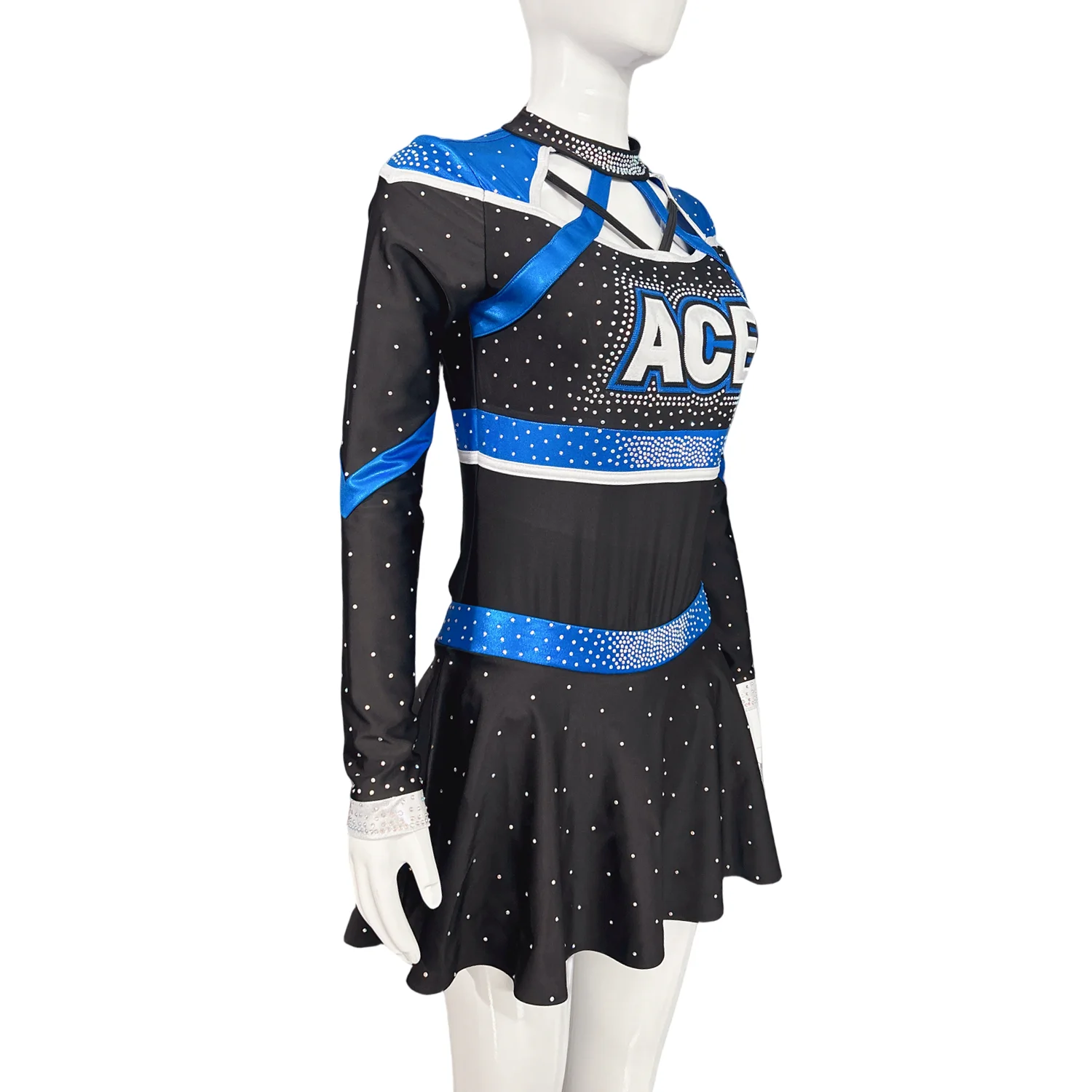 Ladies Cheerleading Costume School Girl Cheap Fancy Dress Cheer Uniform sexy all star cheerleading uniforms AB rhinestones