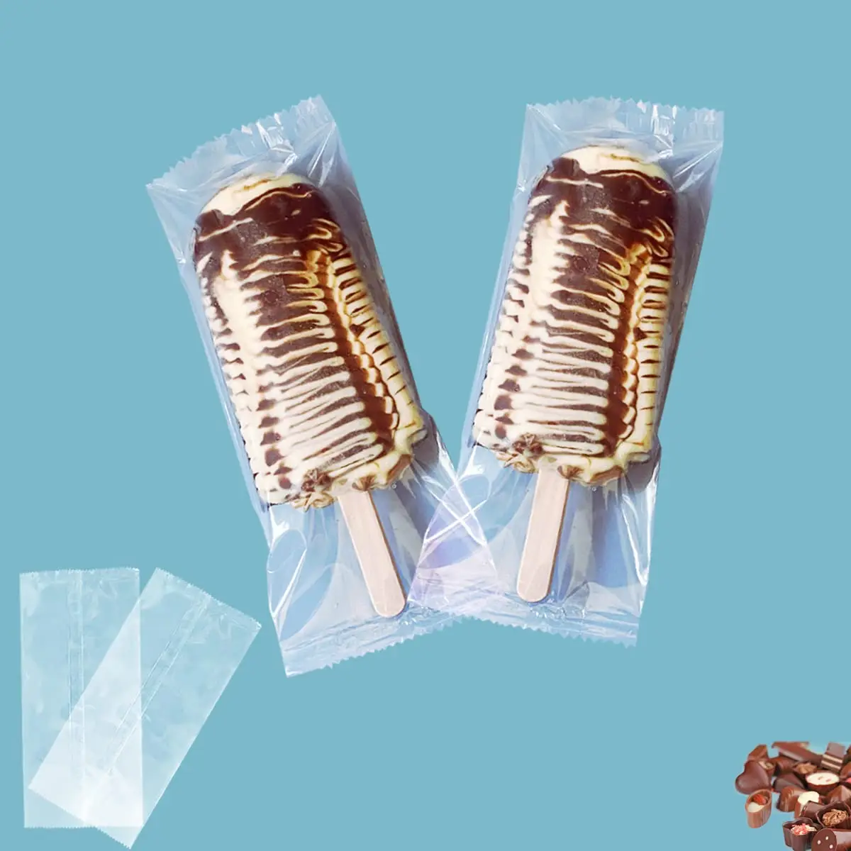 Food Grade Disposable Hot Sealing Clear Thick Ice Cream Wrappers Plastic Bags Ice Popsicle Mold Bag For Packaging Ice Cream