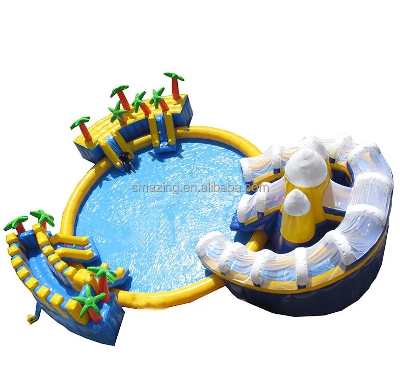 inflatable water theme park commercial large shark water slide pool inflatable water park kids with slide and large pool