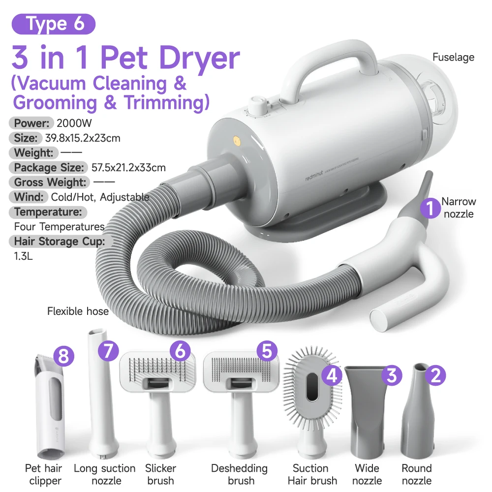 secador de pelo para mascotas  pet hair clipper plastic handheld vacuum cleaner pet grooming dryer pet hair dryer