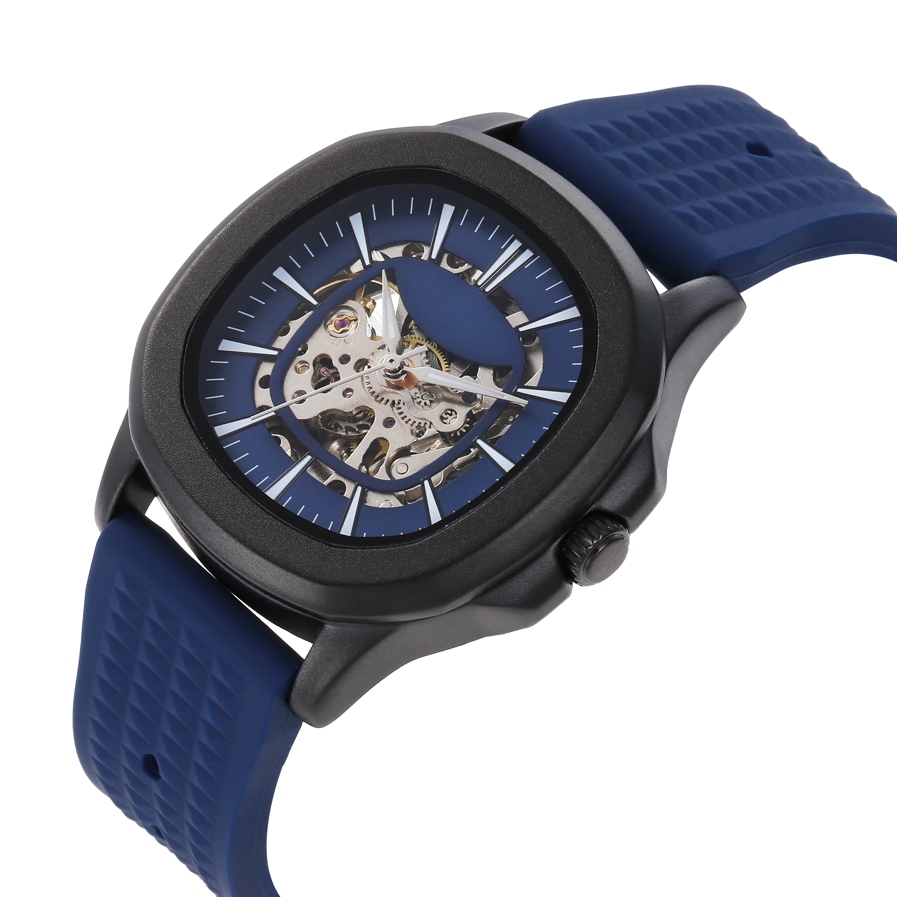 Fashion Luminous Gear Movement Design Male Mechanical Skeleton Wrist Watch