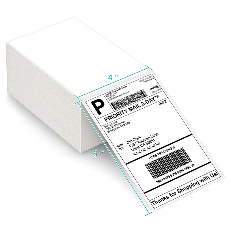 4x6 Shipping Label A6 Thermal Sticker Paper Thermal Printer Label Paper Waterproof Adhesive Sticker 5 Rolls in a Shrink Wrap CY