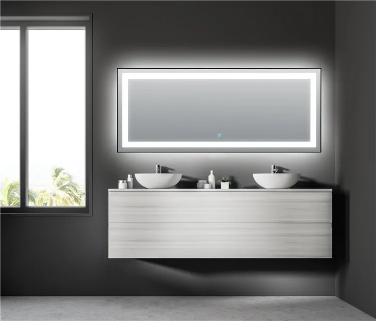 Hotel Illuminated Bathroom Mirrors Silver Bathroom Mirror with Led Lights