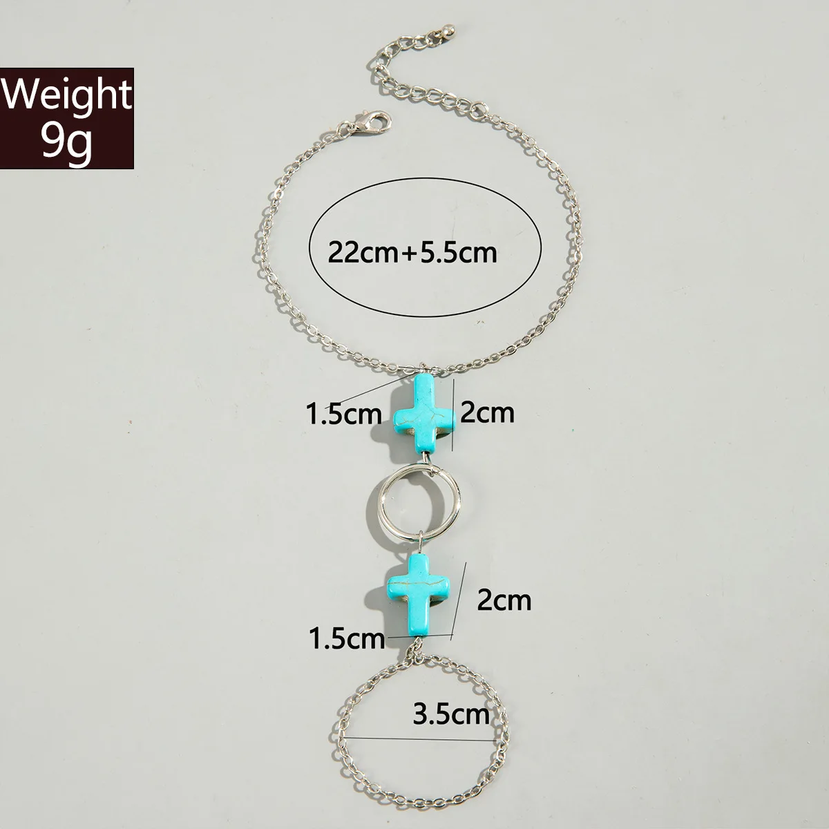 Bohemian Turquoise Cross Toe Chain Simple Design Circle Finger Ankle Jewelry