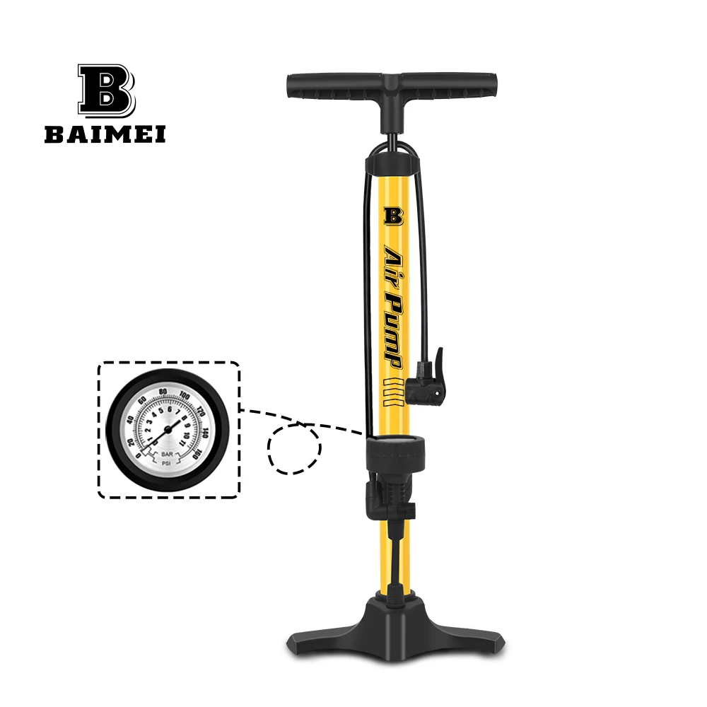 BM 160 PSI With Pressure Gauge Bicycle pump manual pneumatic tire bike bicycle floor pump inflator