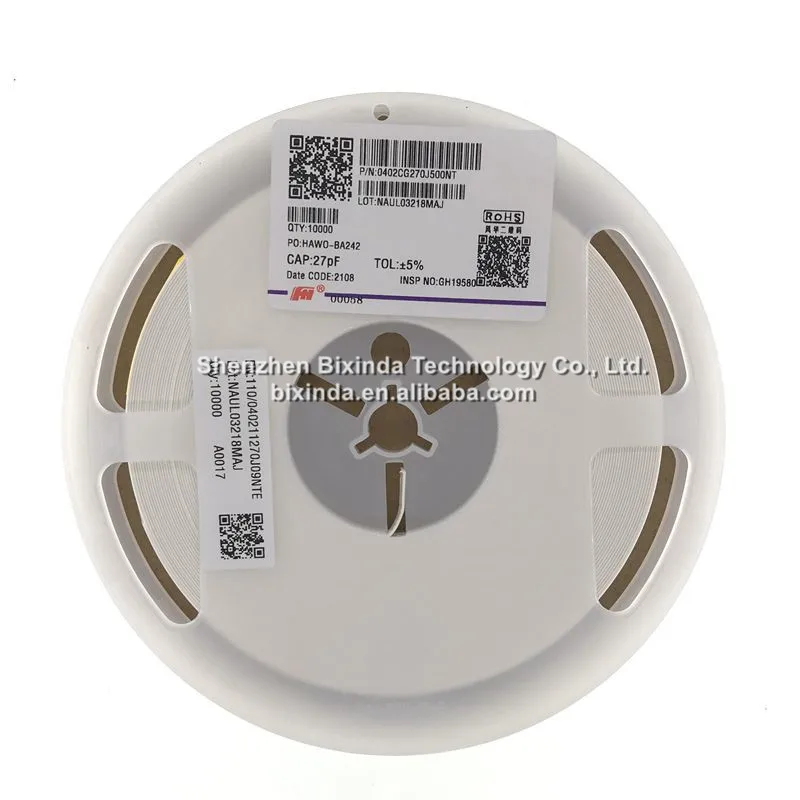 0402CG270J500NT 0402/1005  COG/NPO 27pf 5% error 50V 0.5mm thickness Brand new genuine chip ceramic capacitor
