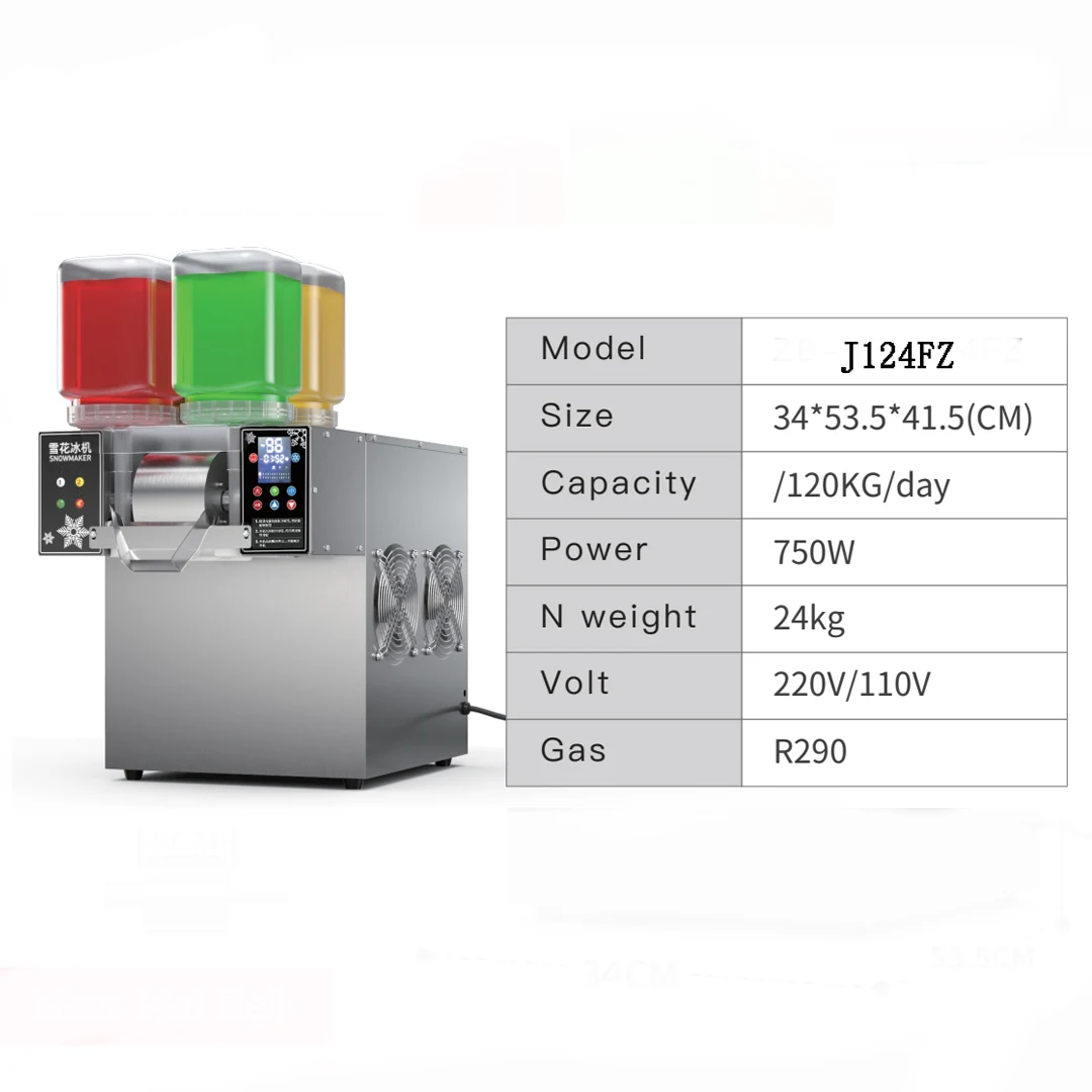Commercial 4 flavors digital design snow ice machine snowflake shaver milk cream crusher air freezer