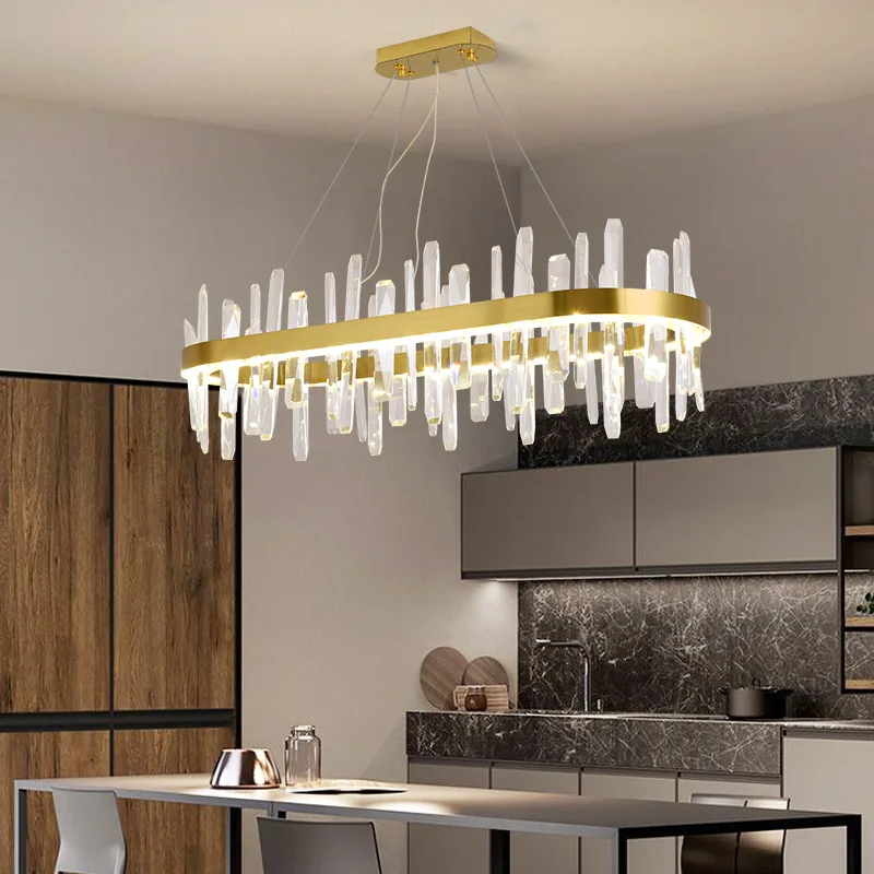 Wholesale Modern Indoor Living Room Dinning Room Oval Decoration Stainless Steel Crystal Led Chandelier Pendant Lamp
