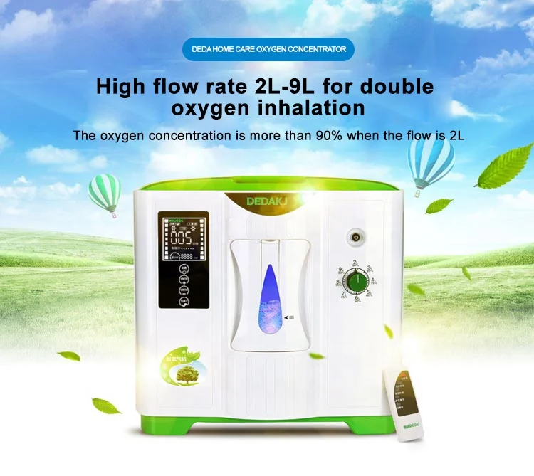 DEDAKJ Stock DE-2A Fast Delivery Personal Home Use 2-9L Portable Factory Oxygen Concentrator Machine