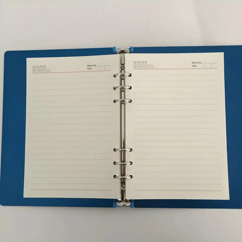 Custom Engraved Logo A4/A5/A6 Office Supply Printed Promotion 6-Rings Loose Leaf Aluminum Notebook Metal Cover Hardcover