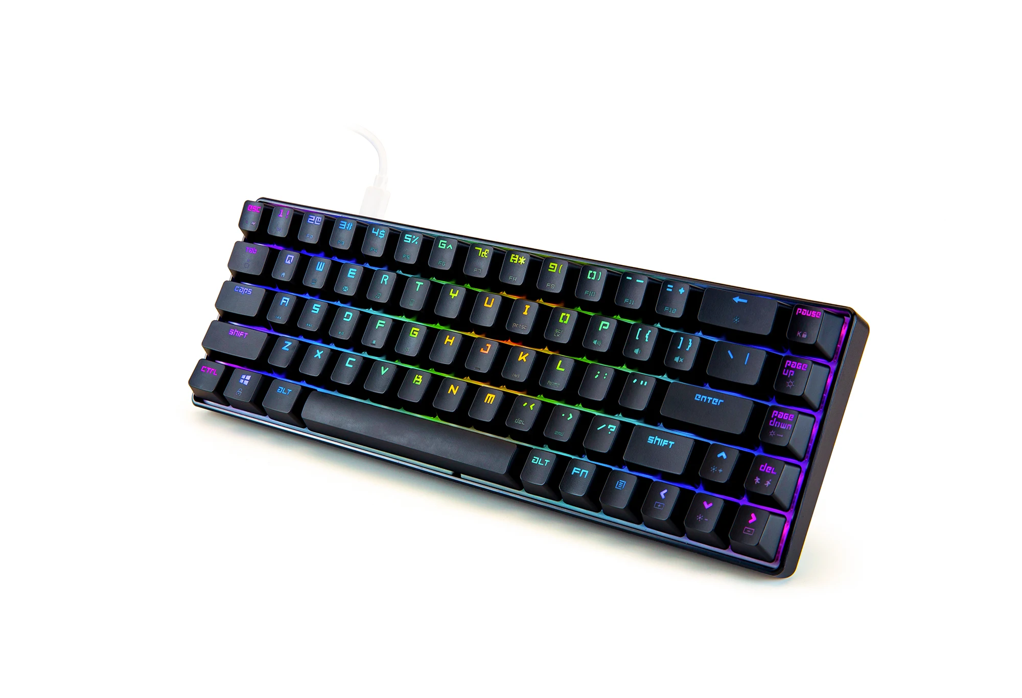  Портативная механическая мини-клавиатура с 65% клавишами/RGB макро-разрешение подсветка компьютерная клавиатура