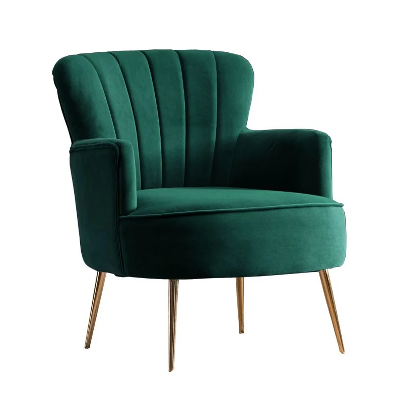 
Luxury Upholstered Gold Lounge Velvet Wing Chair Living Room Modern Accent Bed Room Chair 