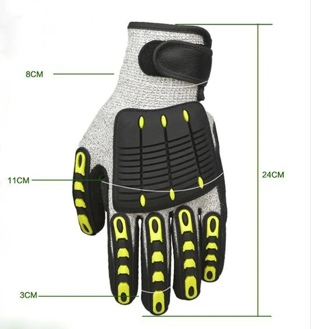 Оптовая продажа, противоударные рабочие перчатки HPPE, противоскользящие перчатки с нитриловым покрытием, устойчивые к порезам перчатки для рабочих и семейных ежедневных работ