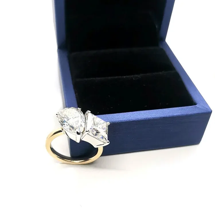 zultanite ring 2stone ring 925 silver plated with K gold personalized engagement ring pure silver pear shaped princess s925