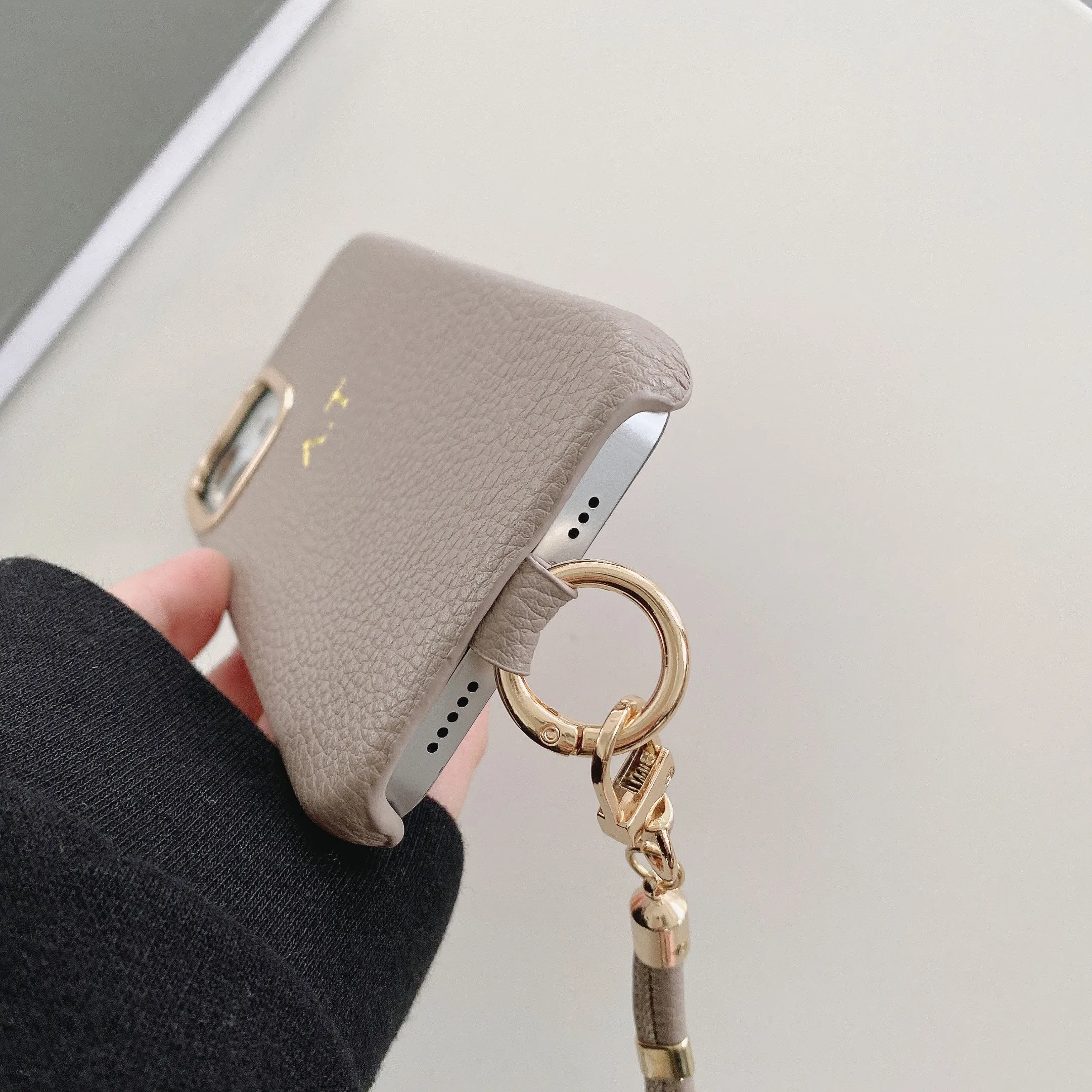 PU leather phone Strap case Shoulder strap foil gold bronzing letter For iPhone 14 14Pro 12 13 XS Max  14Plus Phone Cover