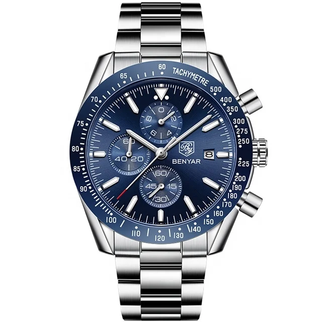 Luxury Benyar 5140 Silicone Chronograph Quartz Watch Relogio Masculino