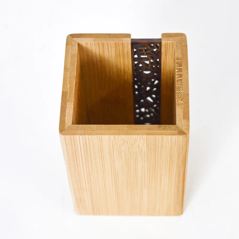 WDF New Arrival Bamboo Wood Desk Pen Pencil Holder Stationery Cup Stand Bamboo Pen Holder For Desk