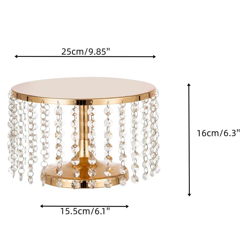 Crystal Pendants Silver Gold Round Cake Stands Metal Cake Stand For Dessert Table Wedding Party Event Eco-friendly