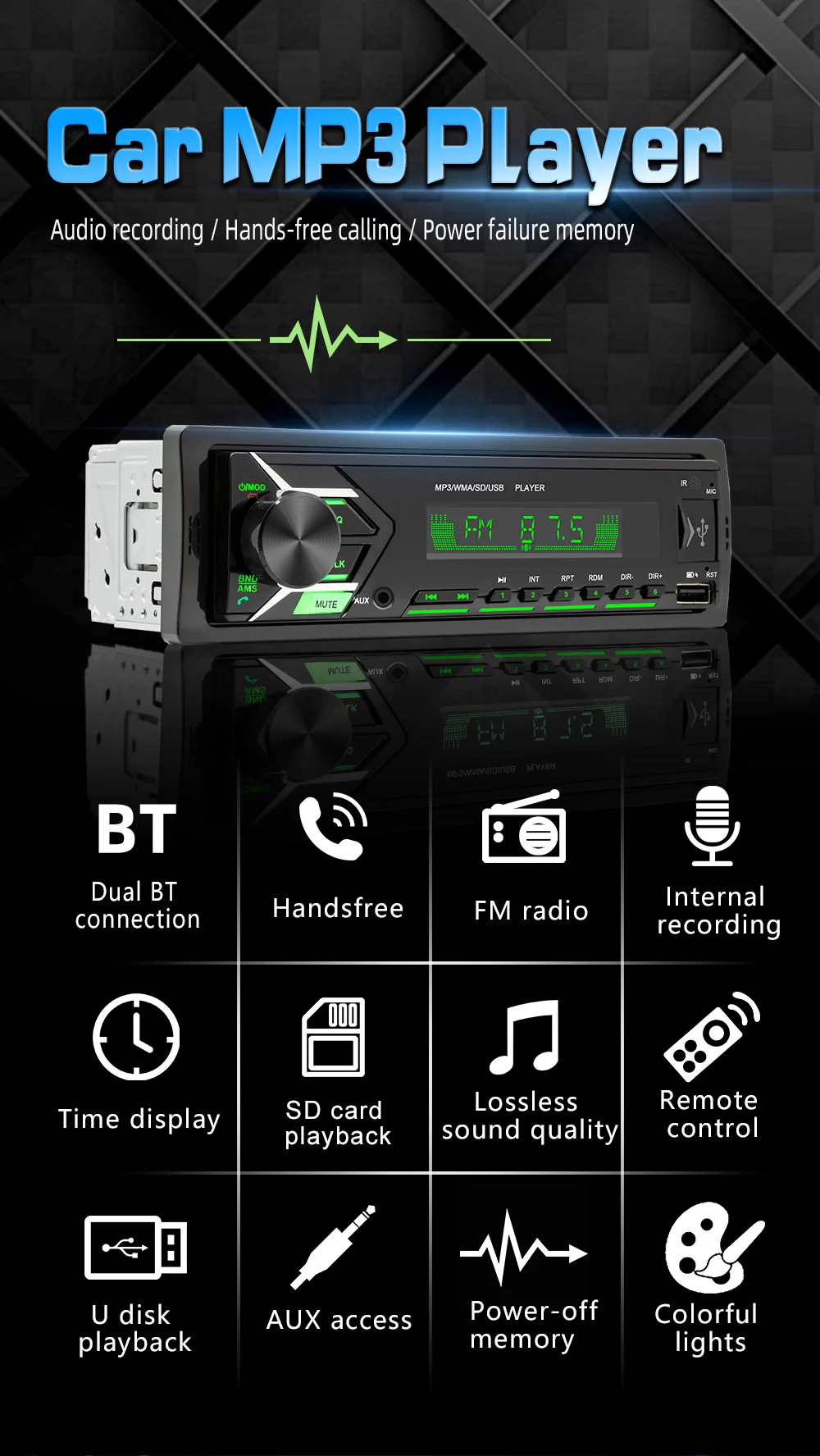 Low Price Multidunction Auto Stereo Radio With BT Handsfree Car MP3 Player For 503 1Din Car Radio Player