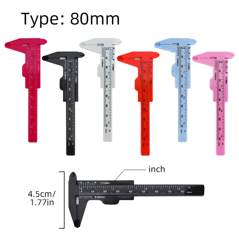 High Quality Button Accessories Metric Scale Semi Double Measuring Ruler Vernier Plastic Eyebrow 80/150 MM Caliper Tattoo Tool