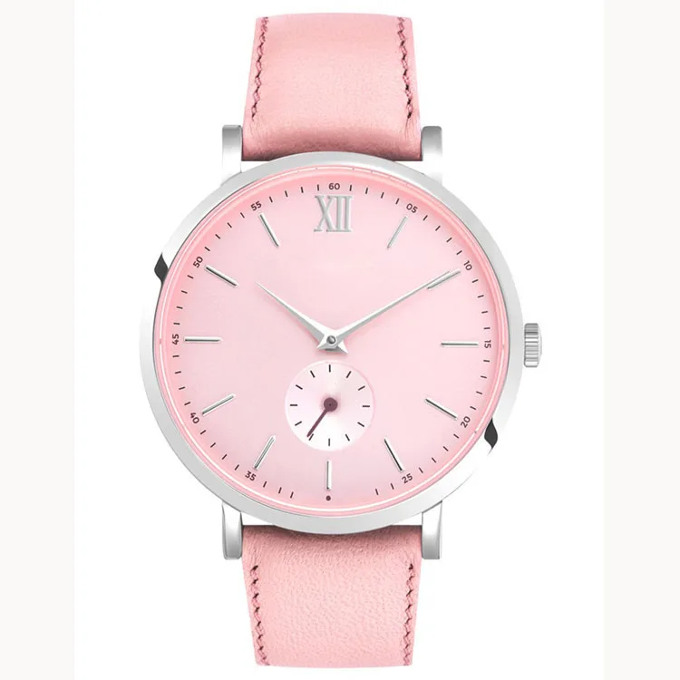 Luxury Wholesale Big Dial Dress Fashion Gift Gray Genuine Leather Band Wristwatch For Women