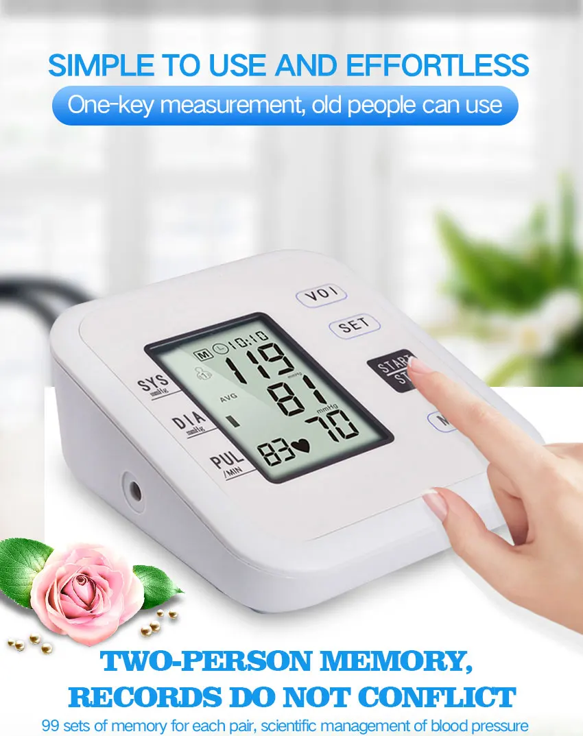 Newly Fully Automatic Rechargeable BP Meter Digital Upper Arm Tensiometre Accu Chek Blood Pressure Monitor