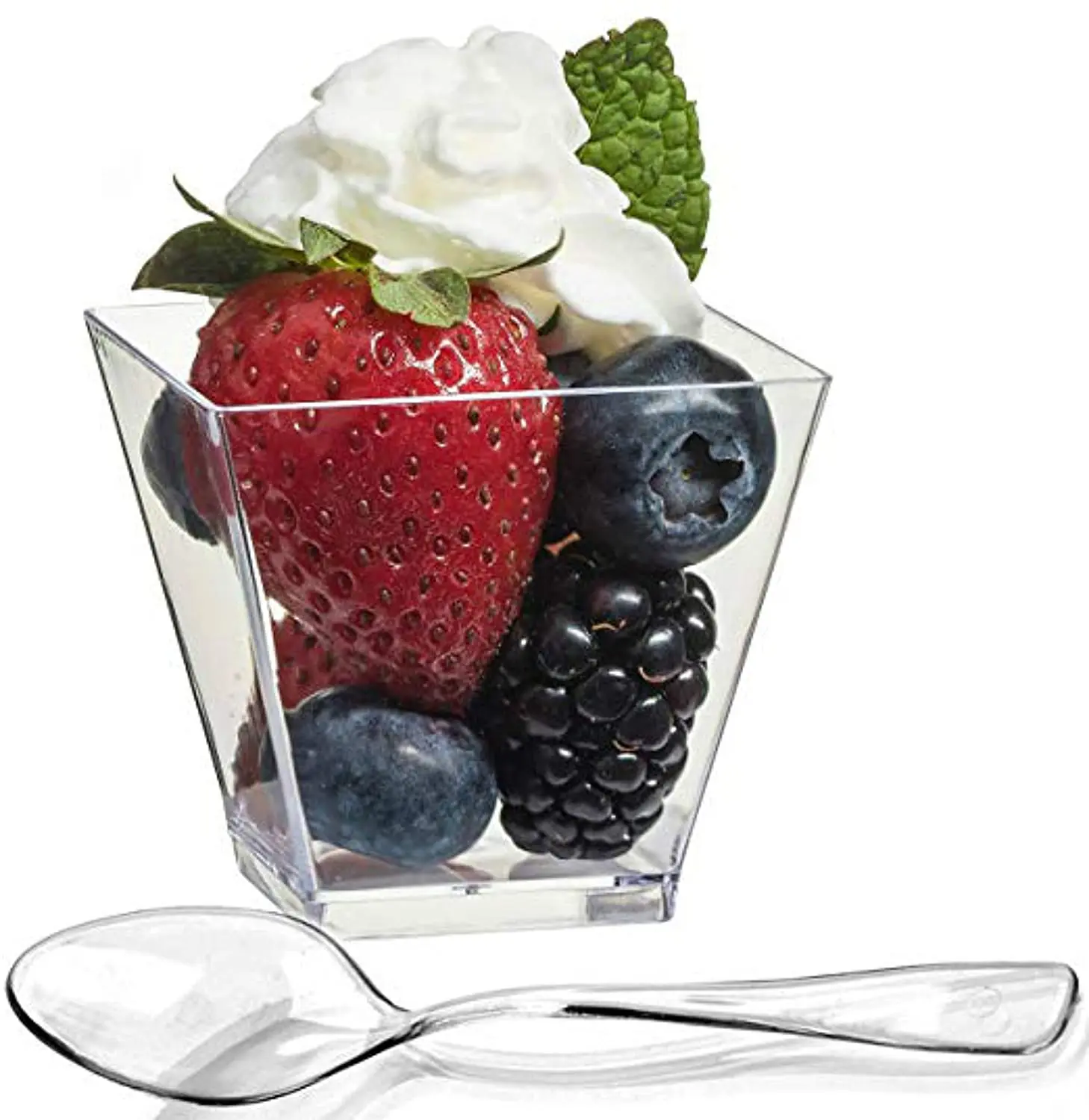 Mini Dessert Cups with Lids and Spoon Clear Dessert Shot Cups Dessert Plastic Cup for Appetizers