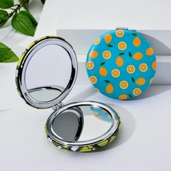 Customized Logo Beauty Round Frame Fruit Printed Handheld Mirror, Travel Portable High Definition Pocket Mirror