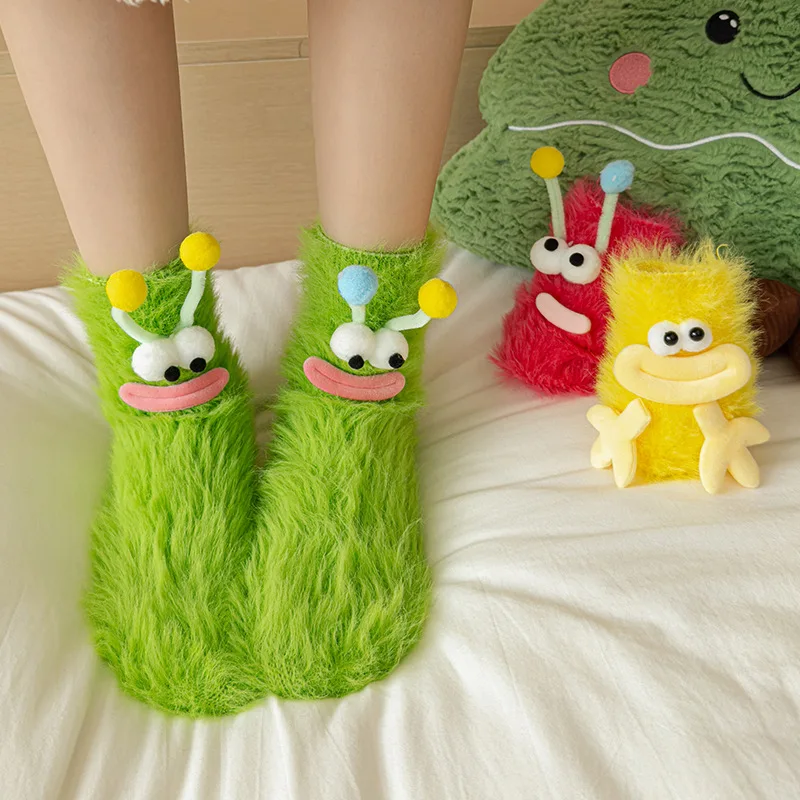 Designer Sleeping Fuzzy Cute Animal Socks Winter Home Warm Plush Couple Sock Novelty Funny Fluffy Soft Slipper Socks for Women