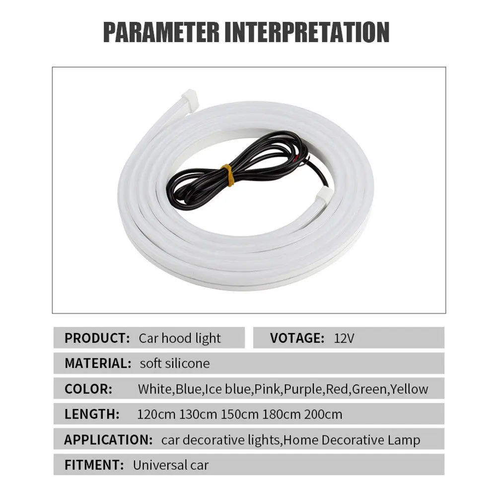 New Universal 1.5/1.8M Start-scan led Car Hood Light Flexible Daytime Running Lights Strip Deacorative Lamp